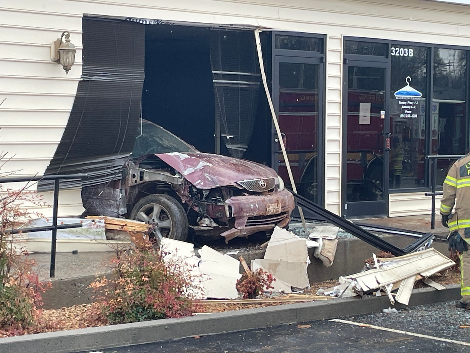 Vehicle Crashes Through Vacant Building on Old Forest Road